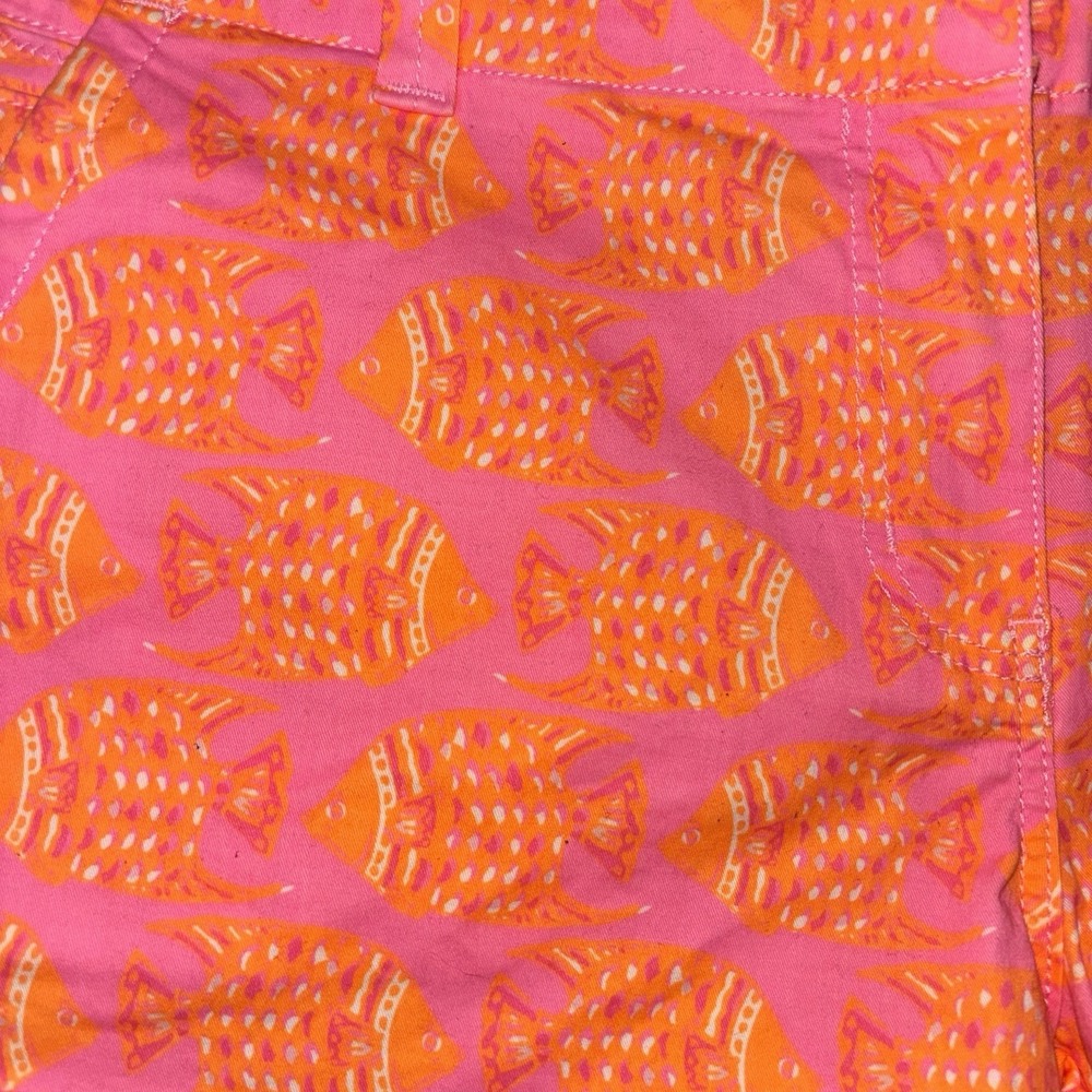 Vineyard Vines Pink Orange Fish Print Cotton Shorts Size 6 Summer Preppy - Picture 3 of 9